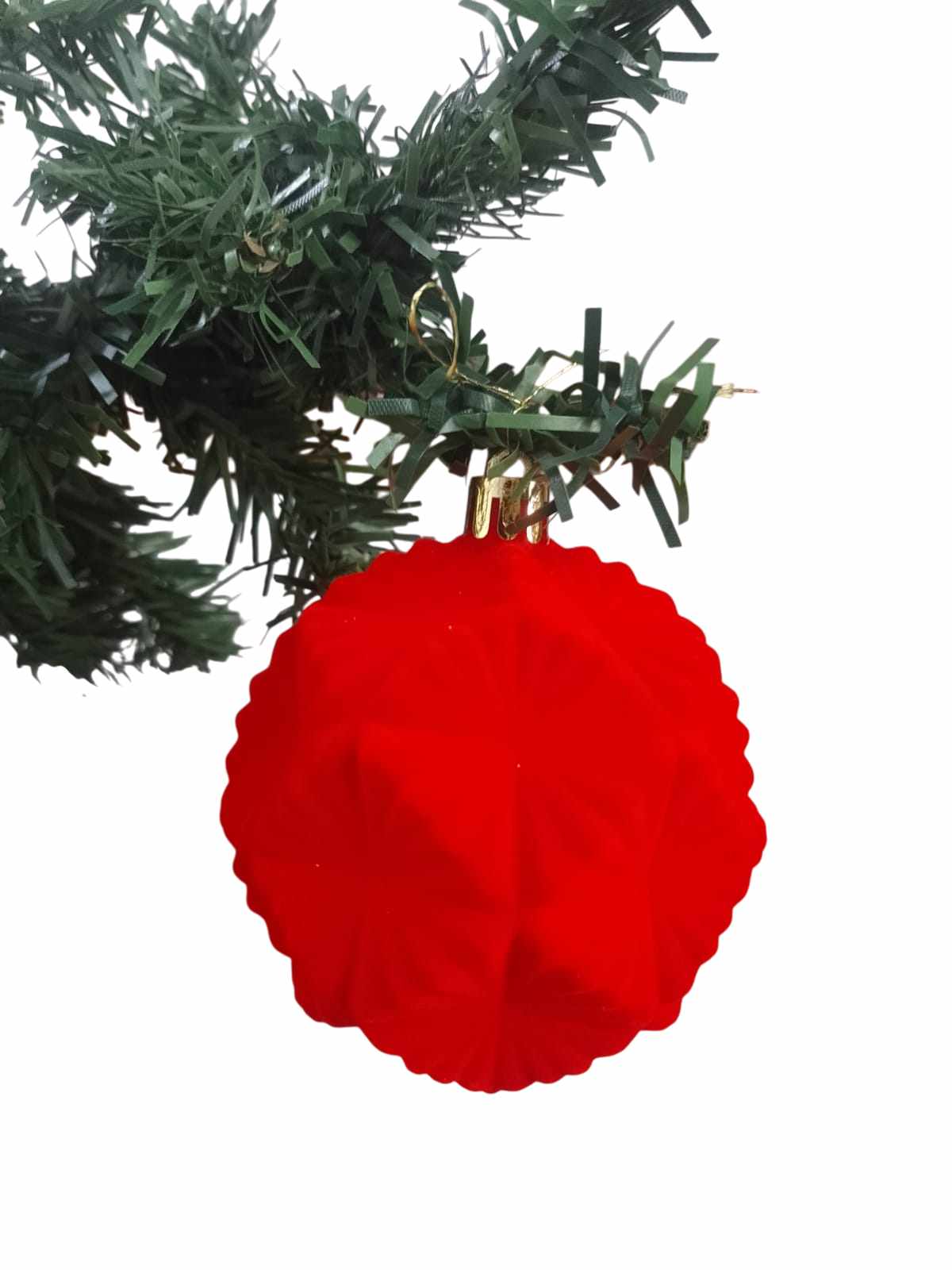 BOLA 8CM VELUDO DECORADA C/5